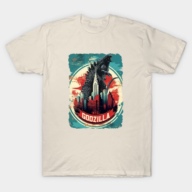 Godzilla NYC T-Shirt by DavidLoblaw